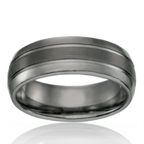 Tungsten 8mm Band with Brushed Lines - Click Image to Close