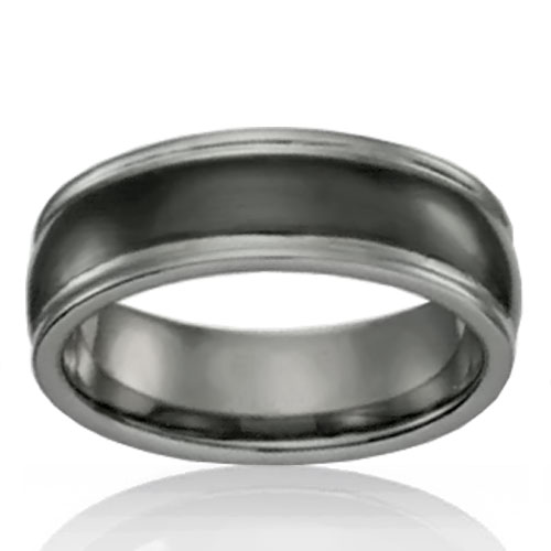 Tungsten 7mm Band with Black Ceramic Inset Dome - Click Image to Close