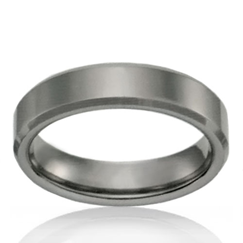 6mm Tungsten Flat Bevelled Edge Band - Click Image to Close