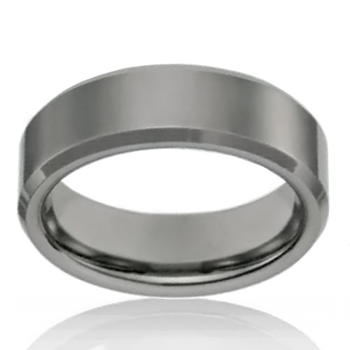 7mm Tungsten Flat Bevelled Edge Band - Click Image to Close