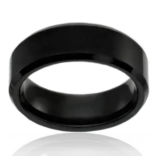 8mm Black Tungsten Bevelled Edge Band - Click Image to Close