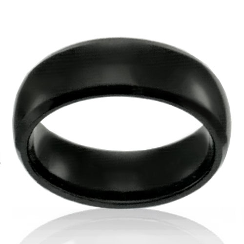 8mm Black Tungsten Half Round Band - Click Image to Close