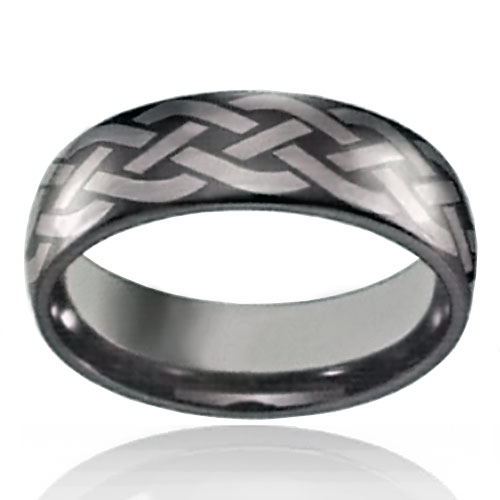 8mm Tungsten Celtic Knot Half Round Band - Click Image to Close