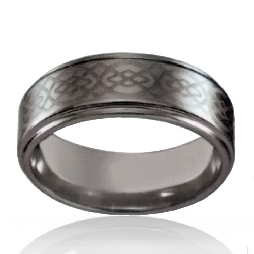 8mm Tungsten Celtic Knot Flat Band - Click Image to Close