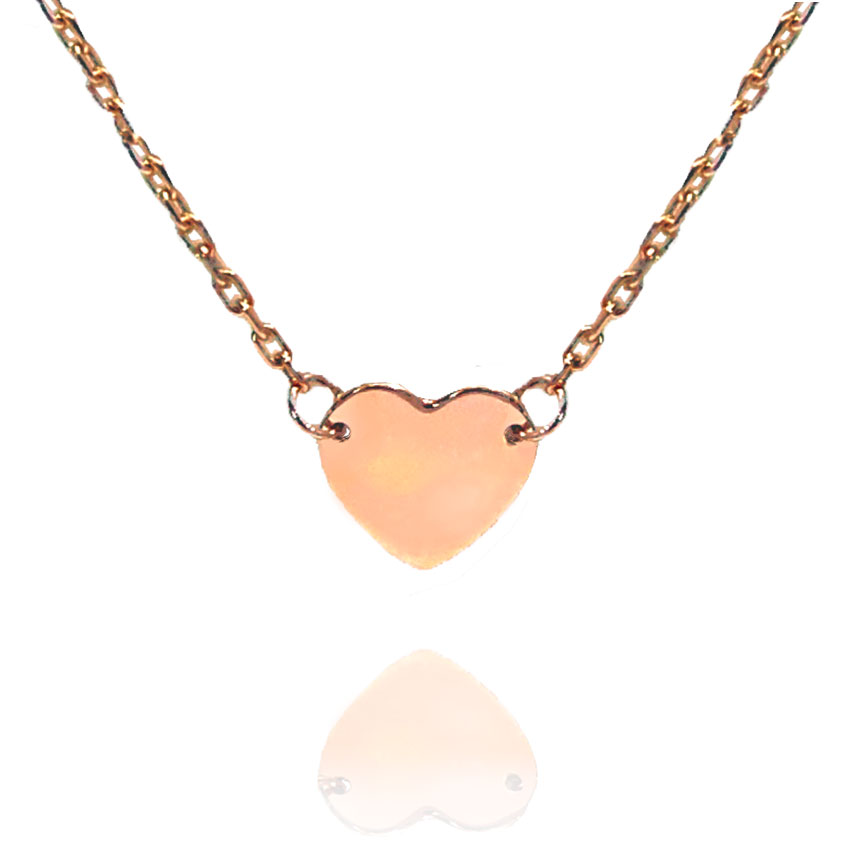 (image for) 10K Rose Gold Engravable Heart Pendant Necklace