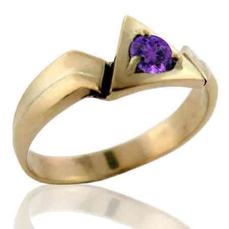 Woman's 10K Gold Alanon Ring with Amethyst Stone - Click Image to Close