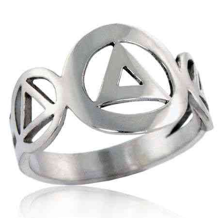 Silver Triple AA Symbol Ring - Click Image to Close