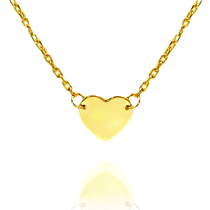 (image for) 10K Yellow Gold Engravable Heart Pendant Necklace