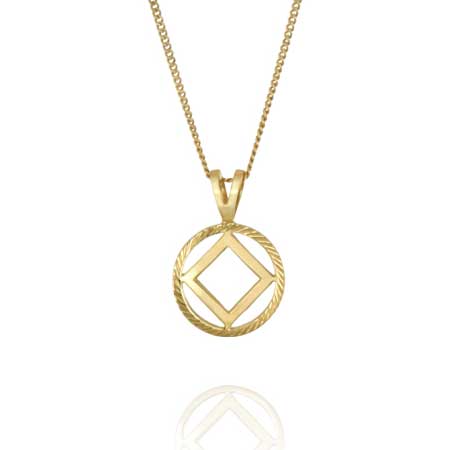 1/2" Diamond Cut Gold NA Symbol Pendant - Click Image to Close